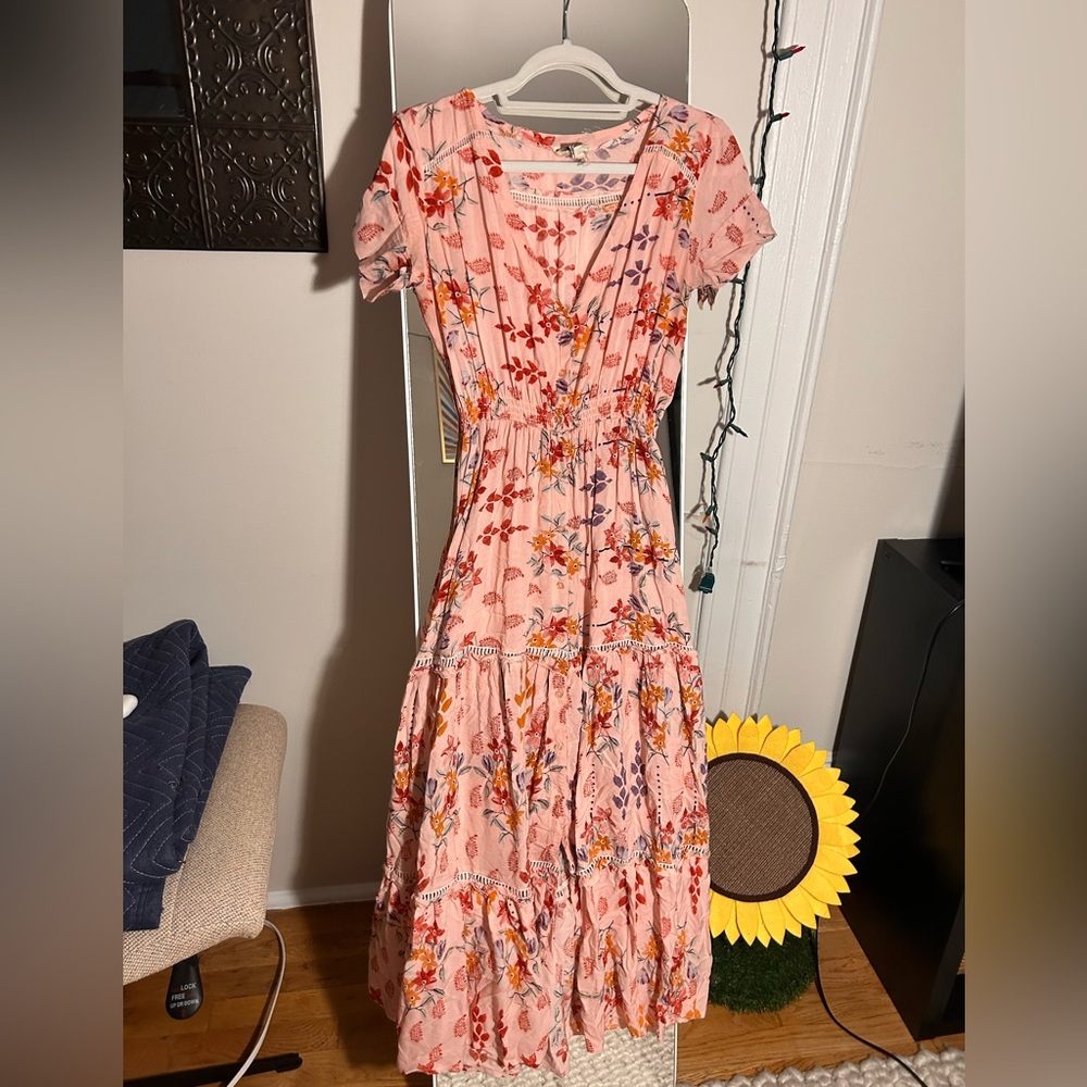 Pink floral maxi dress